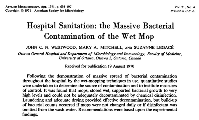 Hospital Sanitation: The Massive Bacterial Contamination of the Wet Mop
